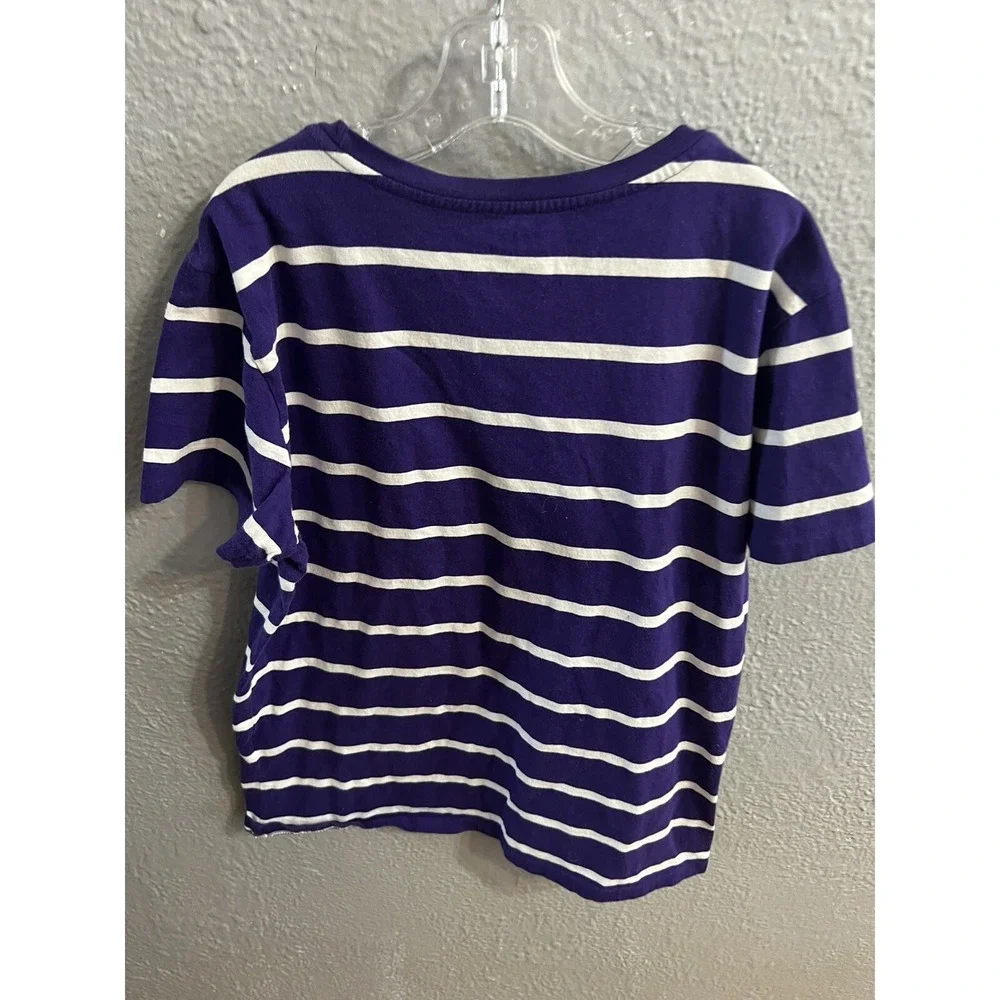 Boys Polo‎ Ralph Lauren Short sleeve size Large Purple White Striped